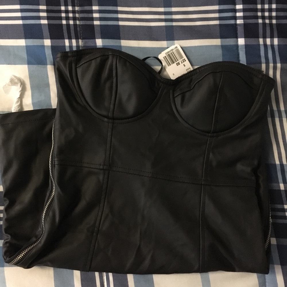 Faux leather strapless dress! 😊
